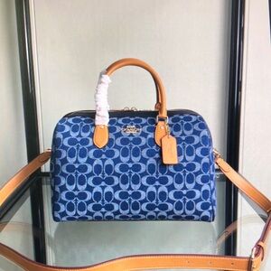 Coach Rowan Satchel Bag In Signature Denim Canvas NWT CY699